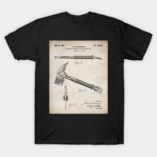 Firemans Axe Patent - Fire Fighter Art - Antique T-Shirt